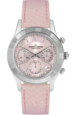 Jacques Lemans Chronograaf Venice Polshorloge, dameshorloge, leren band, stopwatchfunctie, datum, parelmoer