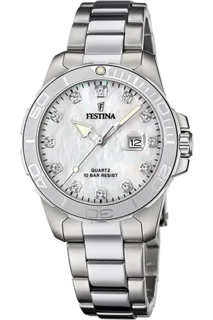 Festina Kwartshorloge Boyfriend Collection Polshorloge, dameshorloge, roestvrijstalen armband, tot 10 bar waterdicht, datum
