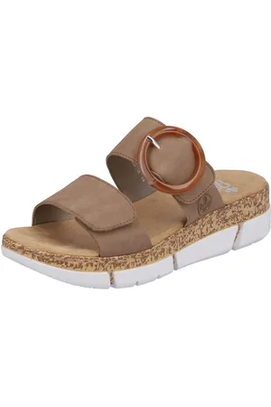 Rieker Slippers sleehak, zomerschoen, slippers met moderne siergesp