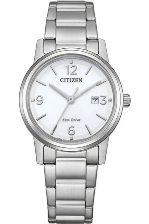 Citizen Solarhorloge Polshorloge, dameshorloge, roestvrijstalen band, analoog, datum, Eco-Drive