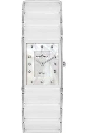 Jacques Lemans Keramisch horloge Dublin Quartz horloge, armbanduhr, dameshorloge, parelmoer wijzerplaat, keramische band