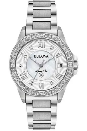 BULOVA Kwartshorloge Marine Star Horloge, dameshorloge, datum, diamanten, saffierglas, roestvrijstalen band