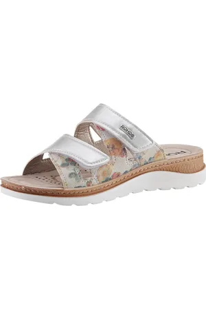 Rohde Slippers Baviera , sleehak, zomerschoen, pantoffels met logo-embleem