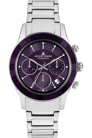 Jacques Lemans Chronograaf Venice Polshorloge, dameshorloge, leren band, stopwatchfunctie, datum, parelmoer