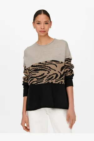 ONLY Trui met ronde hals ONLJADE ANIMAL L/S PULLOVER KNT