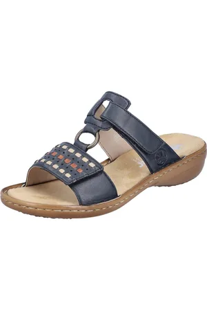 Rieker Slippers sleehak, zomerschoen, slippers met praktische klittenband