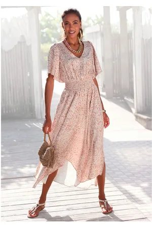 Lascana Maxi-jurk met dierenprint, luchtige zomerjurk met slits