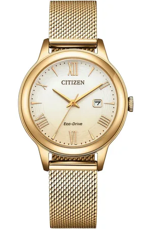 Citizen Solarhorloge Polshorloge, dameshorloge, roestvrijstalen band, analoog, datum, Eco-Drive