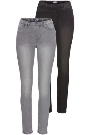 ARIZONA Jeggings strakke pasvorm, skinny jeans, used-look-wassing, hoge taille (Set van 2)