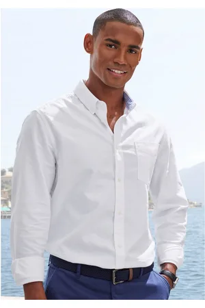 H.I.S Overhemd met lange mouwen Regular fit met button-down kraag, 100% katoen