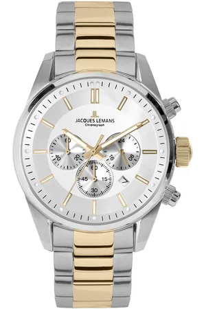 Jacques Lemans Chronograaf Barcelona Quartz horloge, polshorloge, herenhorloge, roestvrijstalen band, stopwatchfunctie, dag