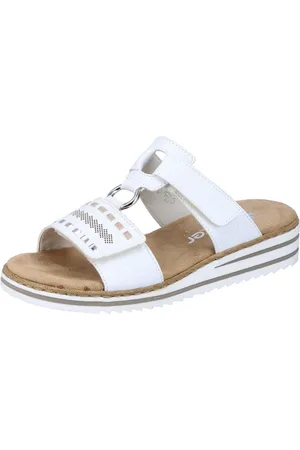 Rieker Slippers , sleehak, zomerschoen, pantoffels met praktisch klittenband