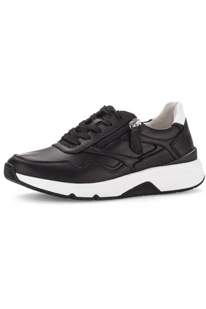 Gabor Sneakers met sleehak , vrijetijdsschoen, lage schoen, veterschoen met schachtversteviging