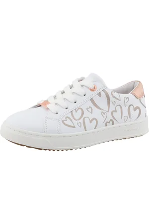 TOM TAILOR Plateausneakers , vrijetijdsschoen, lage schoen, veterschoen met schattige hartjesprint