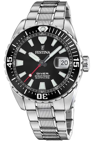 Festina Duikhorloge The Originals/Diver Horloge, quartzhorloge, herenhorloge, tot 20 bar waterdicht, stalen armband