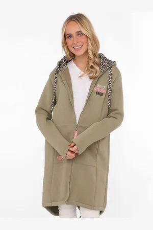 Zwillingsherz Jersey jas "Wild and Free" met opvallend voor- en achtermotief en leo-details