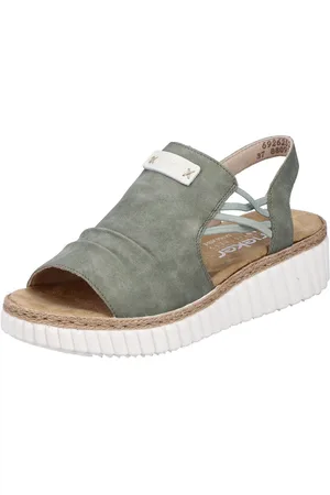 Rieker Plateausandalen , wedge sandaal, zomerschoen met jute rand aan de loopzool