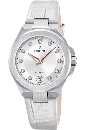 Festina Kwartshorloge Mademoiselle Horloge, dameshorloge, leren band, analoog, dag, zirkonia (synth.)