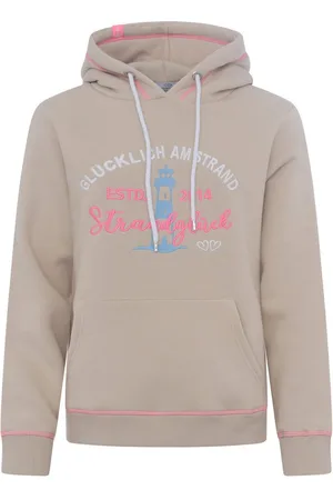 Zwillingsherz Hoodie "Gelukkig op het strand" met maritieme borduursel, kangoeroezakken