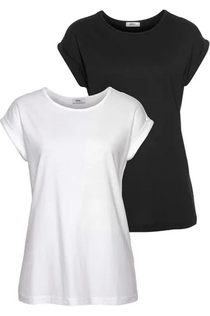 FLASHLIGHTS T-shirt Korte mouwen, figuurvolgend, effen, ronde hals, voor elke gelegenheid (2-delig, Set van 2)