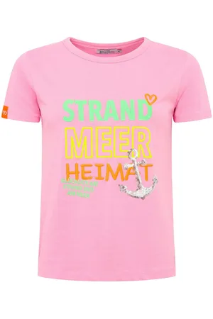 Zwillingsherz T-shirt "Strand Zee Thuis" met maritieme borduursels en pailletten anker
