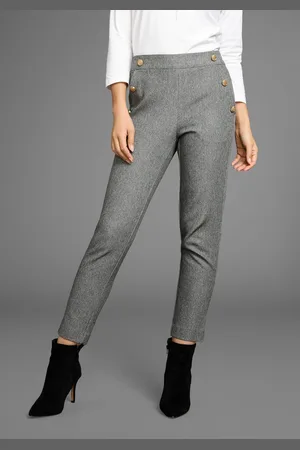 Laura Scott Comfortbroek met goudkleurige sierknopen