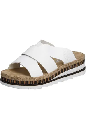 Rieker Slippers , sleehak, zomerschoen, slippers met jute omlijsting