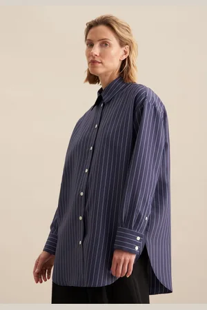 Seidensticker Lange blouse Zwarte roos Lange mouwen kraag strepen