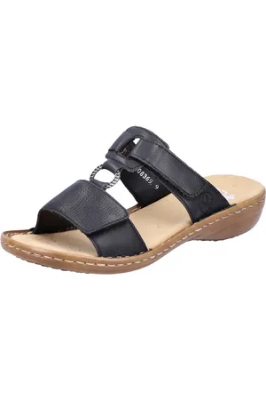 Rieker Slippers , sleehak, zomerschoen, pantoffels met juwelenring