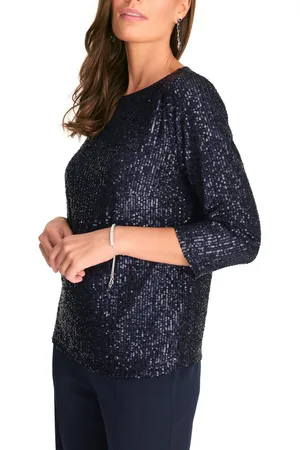 Hermann Lange Shirt met pailletten in kort model