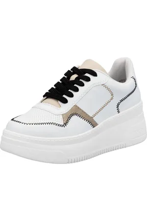Rieker Plateausneakers , sleehak sneaker, veterschoen, lage schoen met modieuze contrastdetails