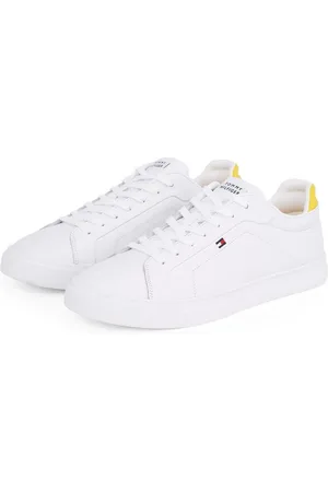 Tommy Hilfiger Sneakers ICON COURT PINPERF LTH , vrijetijdsschoen, lage schoen, veterschoenen met zacht gepolsterde schacht