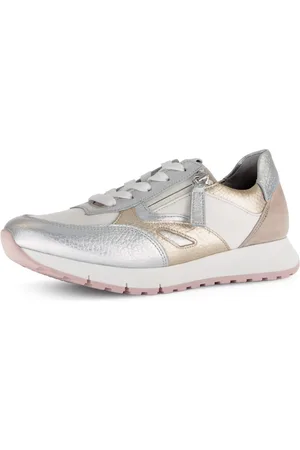 Gabor Sneakers met sleehak Florence , vrijetijdsschoen, lage schoen, veterschoen, contrastafwerking, breedte g (=breed)