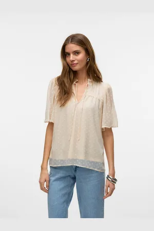 VERO MODA Kanten blouse VMLEAH SS LACE TOP WVN GA NOOS