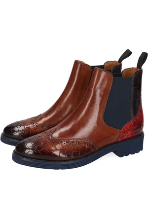 Melvin & Hamilton Chelsea-boots Selina 6 - plantaardig gelooid Brogue, kostuumschoen, enkellaars met lyrale gaten