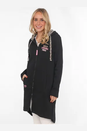 Zwillingsherz Jersey jas "Wild and Free" met opvallend voor- en achtermotief en leo-details