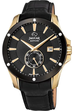 Jaguar Kwartshorloge ACAMAR Horloge, herenhorloge, saffierglas, Swiss Made, leren band
