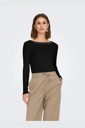 ONLY Gebreide trui ONLVENICE LIFE LS PEARL O-NECK CC KNT