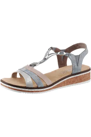 Rieker Sandalen zomerschoen, sandaal, sleehak, met subtiele decoratieve versiering