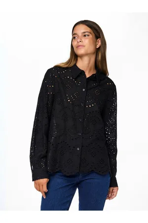 Pieces® Kanten blouse PCVILDE LS SHIRT WVN NOOS