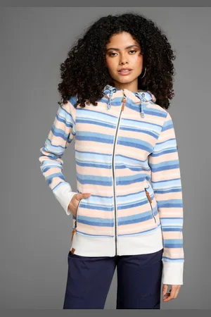 KangaROOS Fleecejack met capuchon in trendy streep-design
