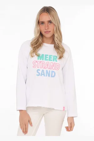 Zwillingsherz Sweater "Meer Strand Zand" met used-look randen