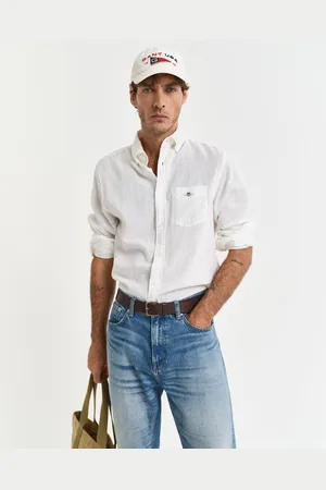 GANT Overhemd met lange mouwen REG COTTON LINEN SHIRT