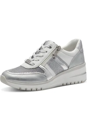 Marco Tozzi Sneakers met sleehak vrijetijdsschoen, lage schoen, veterschoen met buitenrits