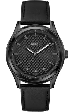 Guess Kwartshorloge Dex Polshorloge, herenhorloge, leren band, mineraalglas, analoog
