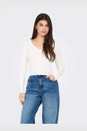 ONLY Shirt met lange mouwen ONLBETTY L/S V-NECK TOP CC JRS