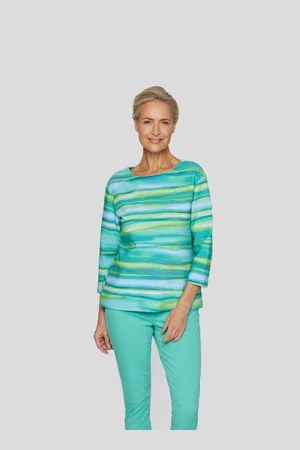 Rabe Shirt met 3/4 mouwen in gestreepte aquarel-look