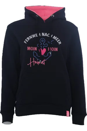 Zwillingsherz Hoodie "Verlangen naar de zee" met maritieme borduursel, kangoeroezakken
