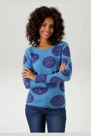 Aniston Gebreide trui met gebreide smileys - nieuwe collectie