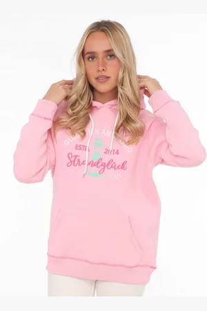 Zwillingsherz Hoodie "Gelukkig op het strand" met maritieme borduursel, kangoeroezakken